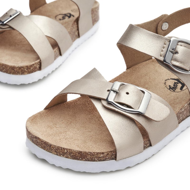 Trary Girls Gold Sandals Adjustable Buckle Causal Sandals for Girls Open Toes Summer Shoes Cork Footbed Sandals for Little Big Kids Size 3 - Image 3